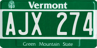 VT license plate AJX274