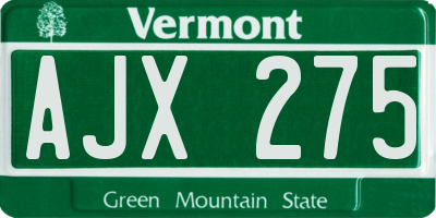 VT license plate AJX275