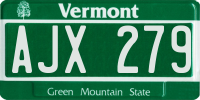 VT license plate AJX279