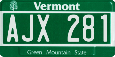 VT license plate AJX281