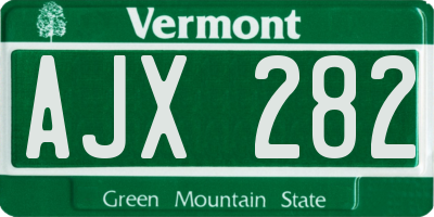 VT license plate AJX282