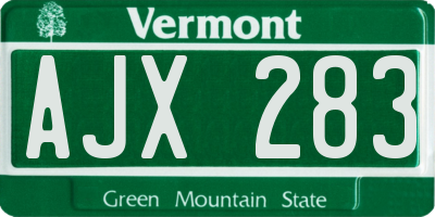 VT license plate AJX283