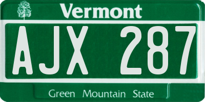 VT license plate AJX287