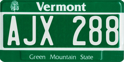 VT license plate AJX288