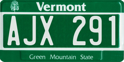 VT license plate AJX291