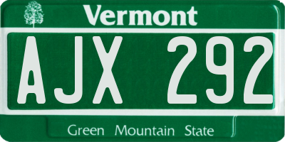 VT license plate AJX292