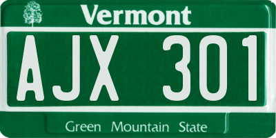 VT license plate AJX301