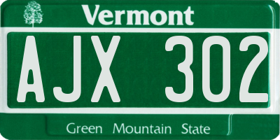 VT license plate AJX302