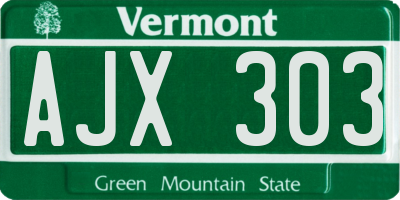 VT license plate AJX303