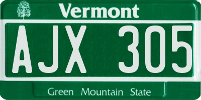 VT license plate AJX305