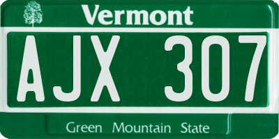 VT license plate AJX307