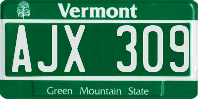 VT license plate AJX309