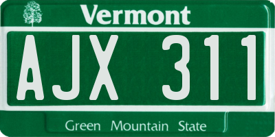 VT license plate AJX311