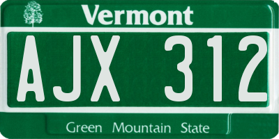 VT license plate AJX312