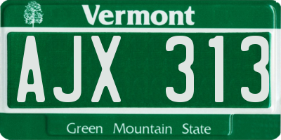 VT license plate AJX313