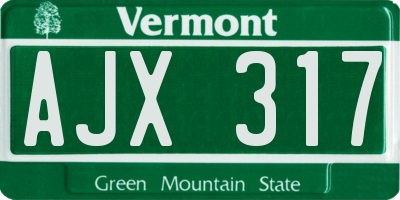 VT license plate AJX317