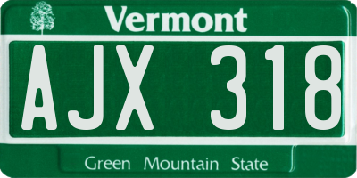 VT license plate AJX318