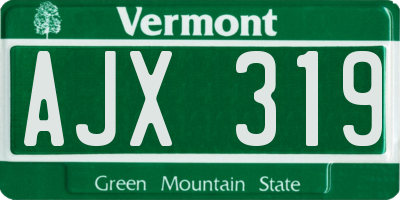 VT license plate AJX319
