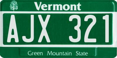 VT license plate AJX321