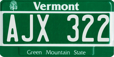 VT license plate AJX322