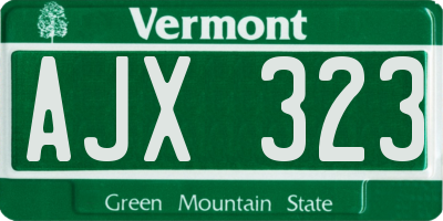 VT license plate AJX323
