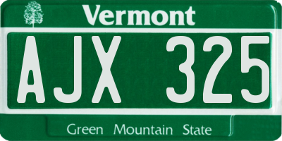 VT license plate AJX325