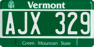 VT license plate AJX329