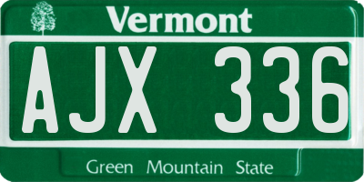 VT license plate AJX336