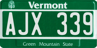 VT license plate AJX339