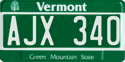VT license plate AJX340