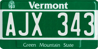 VT license plate AJX343