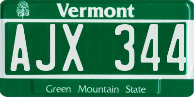 VT license plate AJX344