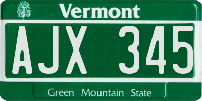 VT license plate AJX345