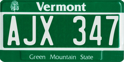 VT license plate AJX347