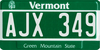 VT license plate AJX349