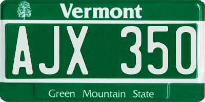 VT license plate AJX350