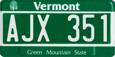 VT license plate AJX351