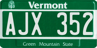 VT license plate AJX352