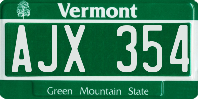 VT license plate AJX354