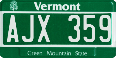 VT license plate AJX359