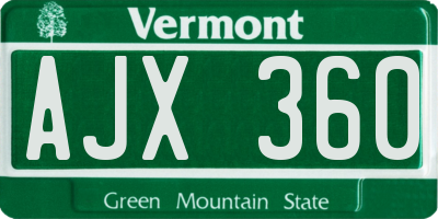 VT license plate AJX360