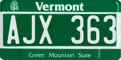 VT license plate AJX363