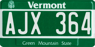 VT license plate AJX364