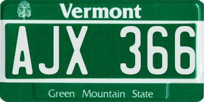 VT license plate AJX366