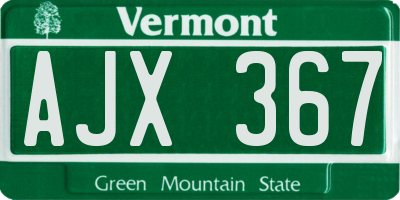 VT license plate AJX367