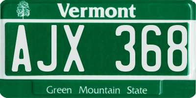 VT license plate AJX368