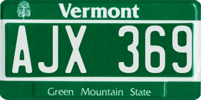 VT license plate AJX369