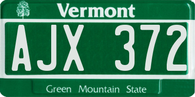 VT license plate AJX372