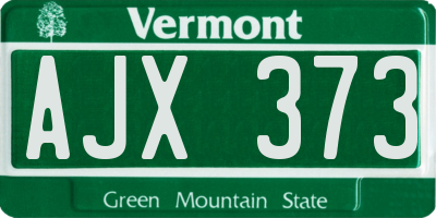 VT license plate AJX373