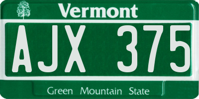 VT license plate AJX375